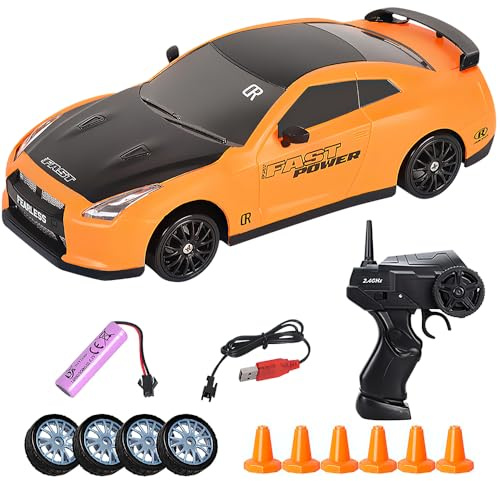 KBIBCK Mini RC Drift Car, 1:20 Ferngesteuertes Auto, 2,4Ghz 4WD Spielzeugauto Drift RC Car mit Licht für Jungen Mädchen und Erwachsene Geschenk, Gelb
