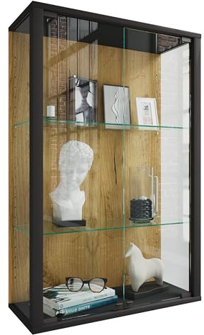 VCM Wandvitrine 60x25x80 cm 2 Türen 3 Fächer Holzwerkstoff Glas Büro | Präsentation und Aufbewahrung von Sammlerstücken - Wohnzimmer oder Büro - für Sammler und Liebhaber - Holzwerkstoff, Glas