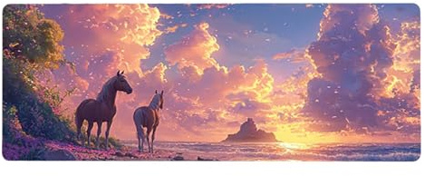 Large Mouse Mat, 50x100cmx3mm, Gaming Mouse Pad, Rubber Base, Stitched Edges, Water Resistant Easy Clean, For All Types, Extend Desktop Protection, Office Men's Gifts, Ma Sunset D1YY-755