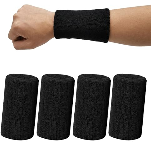 4Pcs Bandeau Anti-Transpiration Poignet Sport 15 x 8cm pour Homme et Femme