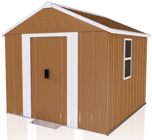 Gerätehaus kompakt 1,8x1x1,94 m, Metall, wetterfest, abschließbar | Gartenhaus aus Stahl mit Fenster, Schiebetür, Satteldach, für Gartengeräte, Fahrräder, Mülltonnen, Terrasse, Garten