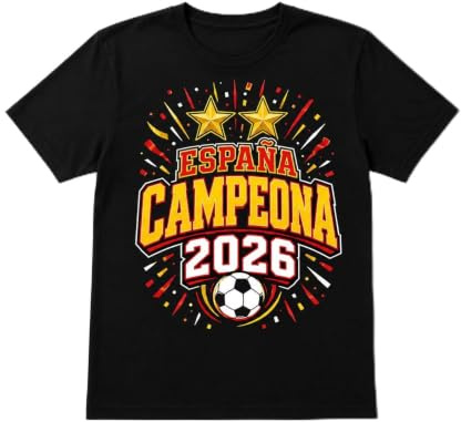 QCM PRODUTOS PERSONALIZADOS Camiseta con Diseño España Campeona 2026 para Adulto y Niño - Fútbol - No Oficial
