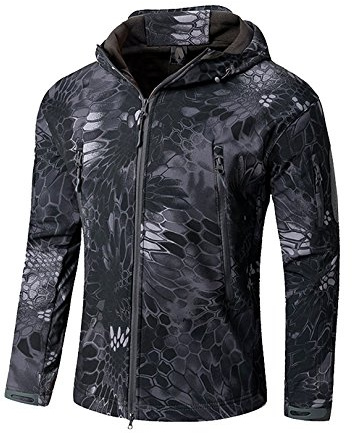 YFNT Herren Taktisch Softshell Fleecejacke Camouflage Militär Hoodie Outdoor Warm Winddicht Wasserdicht Mantel Jacken Skijacke