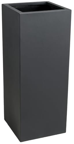 VIVANNO Pflanzkübel Blumenkübel Übertopf Säule Fiberglas Anthrazit Block 75x30x30