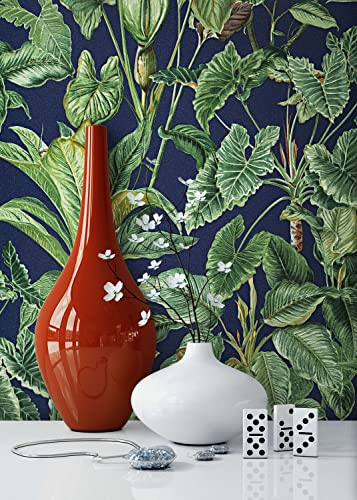 NEWROOM Blumentapete Tapete Grün Blumen Blätter Floral Vliestapete Vlies moderne Design Optik Blumentapete Modern inkl. Tapezier Ratgeber
