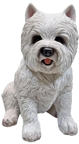 Fachhandel Plus West Highland Terrier Westie Dekofigur weiß sitzend Hundefigur für Garten Terrasse Balkon und Wohnbereich