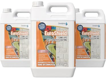 Euroshield Anti-Graffiti Coating – Long-Term Protection, Water-Based, Easy Application, Transparent Shield for Brick, Stone, Metal & Painted Surfaces – Industrial & Home Use 4 x 5 Litres (20L)