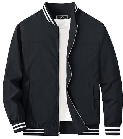 MAGCOMSEN Men's Bomber Jacket Lightweight Windbreaker Jackets Zip Up Windproof Jackets Casual Spring Fall Coat for Golf