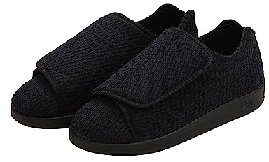 Silverts Diabetic Slippers for Men, Mens Slippers Wide Width, Shoes for Swelling | Non-Slip Footwear for Elderly - Black/Black 10