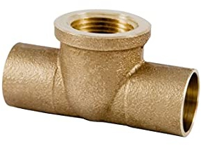 EZ-FLUID Plumbing 3/4 x 3/4 x 1/2 C X C X FIP Tee LF Brass Tee, Sweat Solder x Female Threaded Pressure Copper Fitting with Connection Reducing for Residential,Commercial (1)