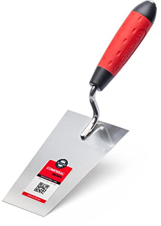 COMENSAL Maurerkelle 160 mm - Gipserspachtel - Stukkateurkelle - Edelstahl Rostfreie - Gipserkelle - Rutschfestes Softgriff - Made in EU