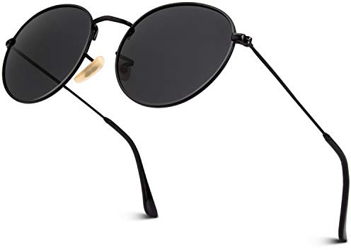 GQUEEN Retro Runde Verspiegelte Polarisierte Sonnenbrille Damen Herren UV400 Schutz MFF7