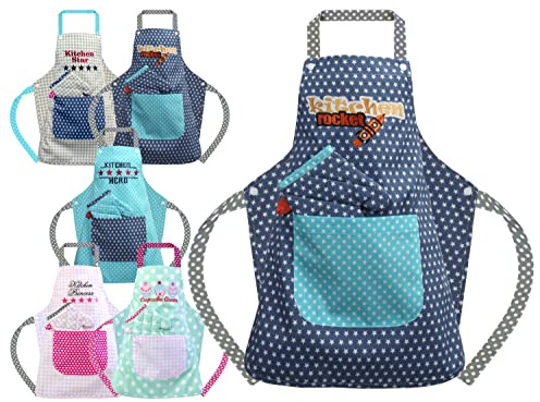 Emily's Check Kinder-Schürzen-Set – Küchenschürze & Topfhandschuh oder Kochmütze für Kinder