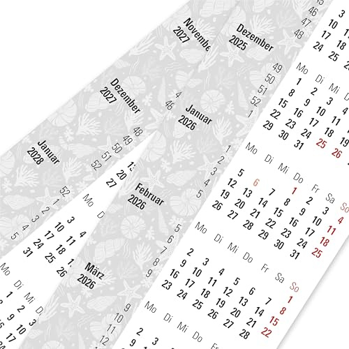 Truento Ersatzkalendarium MARITIM - auf Spindel gerollt - für 2 Jahre (2026 & 2027) - passend für 3-Monats-Tischkalender mit Drehmechanik - Stehkalender - Aufstellkalender - Bürokalender