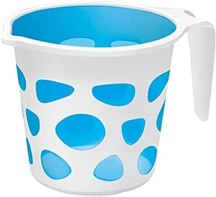 VAKRATUNDA KITCHENWARES Premium High Grade Plastic Duplex Designer Bathroom Bath Mugs Accessory, BPA free Bathing Mugs Dabba Camping Mug, Bathing Water Mug - 50 Ounce (Blue, 1)