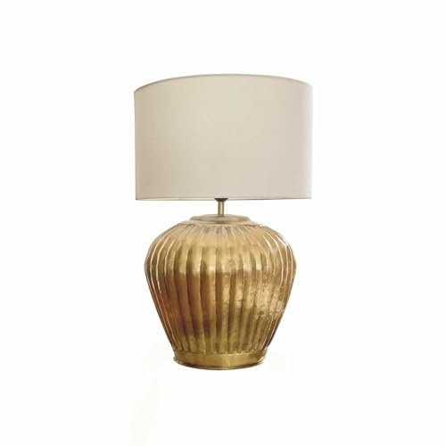 LOBERON Tischlampe Fauville - Pure Eleganz - Lampenfuß mit Rillenstruktur - Tischleuchte - Wohnaccessoires - Baumwolle - Aluminium, gold/creme