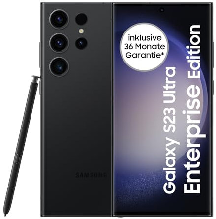 Samsung Galaxy S23 Ultra Enterprise Edition, inklusive Stift, 6,8 Zoll Android Smartphone, 256 GB, 5.000 mAh Akku, Business Handy, Smartphone ohne Vertrag, Phantom Black