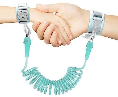 Relota Anti-Verloren Handgelenk Gürtel Leine 2M, 360° Drehung Elastisches Drahtseil Kinderleine, Kinder Sicherheitsleine, Kinder Sicherheit Handschlaufe für Reise, Outdoor, Spazieren (Grün)