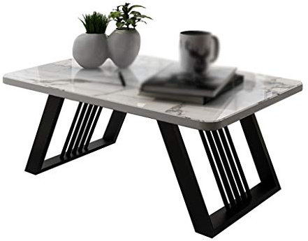 Nachttische Marmor-Teetisch, Metall-Multifunktions-Couchtisch für Café, Schlafzimmer, Balkon, Wohnzimmer, Heimcomputertisch, Korbtisch (Farbe: Schwarz, Größe: 60 x 40 x 30 cm)