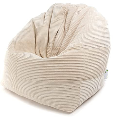 Ecopuf Sofi Sitzsack aus Pannesamt, Farbe Creme, Gaming-Stuhl, reißfest, schmutzabweisend, mit Füllung aus Polystyrol