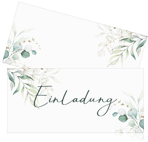 Dianelhall 25er Eukalyptus Einladungskarten mit 25er Umschläge Elegante Karten zur Einladung Hochzeit Geburtstag Party Taufe Kommunion Konfirmation Babyparty