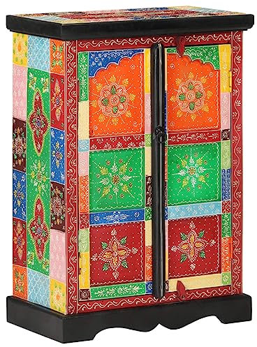 YUHI-HQYD Sideboard,Konsolenschränke,Büro-Schrank,Kabinett Konsole,Teeschränke,Buffet,TV-Schränke,Mehrzweck-Schränke,für Küche, Schlafzimmer, Büro, Handbemalt mit Türen 53x30x75 cm Massivholz Mango