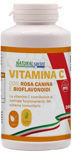 Vitamina C 1000mg + Zinco e Vitamina B12 con Rosa Canina e Bioflavonoidi – 240 Compresse – Alto Dosaggio per Difese Immunitarie, Antiossidante, Pelle, Energia – Vitamina C Completa