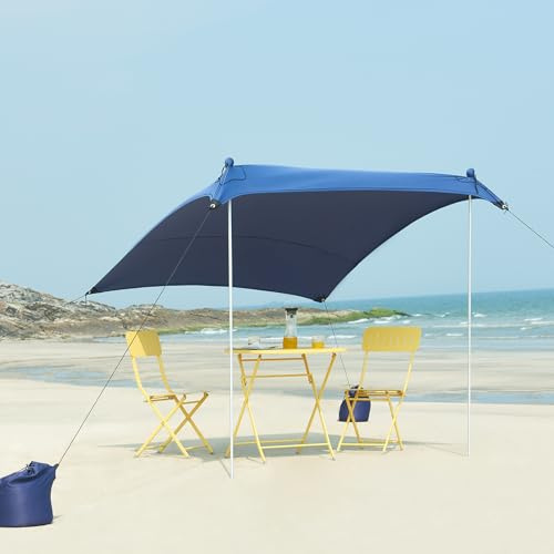 pro.tec Tente de Plage en Lycra avec Protection UV Abris de Plage pour Pêche Pique-Nique avec Sac de Transport Aluminium Nylon Élasthanne 200 x 200 x 170 cm Bleu
