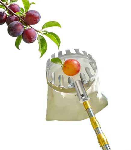 Obstpflücker Mit Teleskopstiel Kirschen Picking Tools Apfelpflücker 2M/4M/6M Erntehelfer Obstsammler Pflaumenpflücker Für Früchte Von Hochgelegenen Orten Pflücken | 5m(16ft)