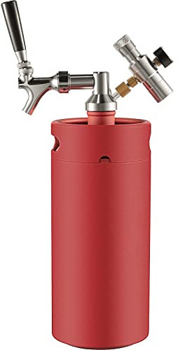 BUUNHI Attrezzature per infustare 3.6/4/5/8L Mini Growler Distributore di Birra alla Spina Regolabile in Acciaio Inossidabile Spillatori per Birra (Size : 122 Oz(3.6 L), Color : Red)