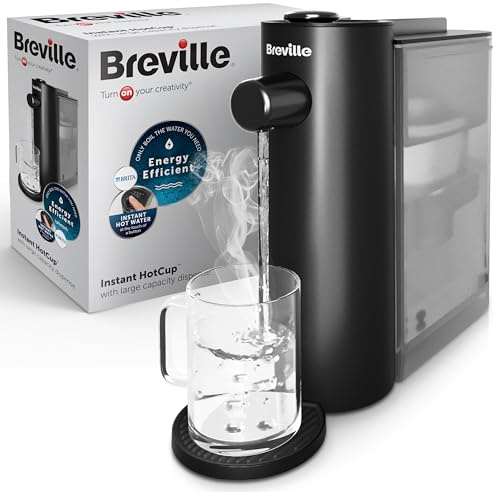 Breville Instant HotCup VKT241 Distributeur d'eau chaude à ébullition rapide 3 kW Grande capacité 1,4 l Efficacité énergétique Filtre Brita inclus Noir métallique
