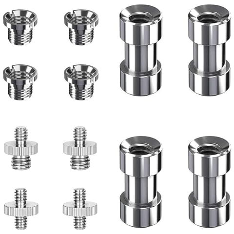Kamera Gewindeadapter, 1/4 Schraubenadapter, 3/8 Schraube,12 Stück Stativgewinde Adapter, Kameraschrauben Adapter, für Kamera Stativ Monopad Kugelkopf Licht Standplatz