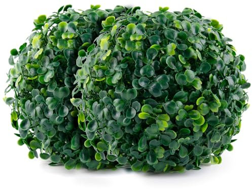 Pack of 2 Boxwood Ball Diameter 20 cm Artificial Boxwood Ball Topiary Artificial Plant Decorative Plant Ball Home Cafe Wedding Garden Party Decoration Green Plant Ball for Home and Garden Decoration