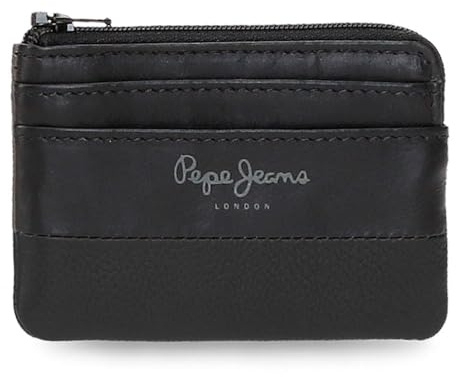 Pepe Jeans Double Porte-Monnaie Noir 11 x 7 x 1,5 cm Cuir by Joumma Bags, Noir, Talla única, Porte-Monnaie