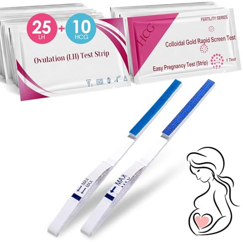 25 Ovulationstest + 10 Schwangerschaftstest Frühtest, Fruchtbarkeitstest für Frauen, Ovulationstest mit 25 miu/ml optimaler Sensitivität
