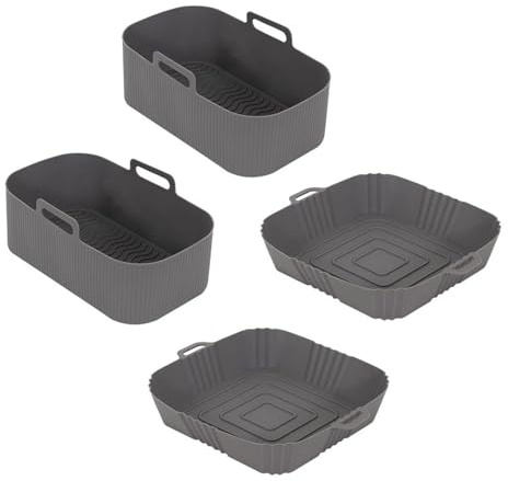 YöL 2 Square & 2 Rectangular Silicone Air Fryer Liners Easy Clean Cooking Baking Frying Reusable
