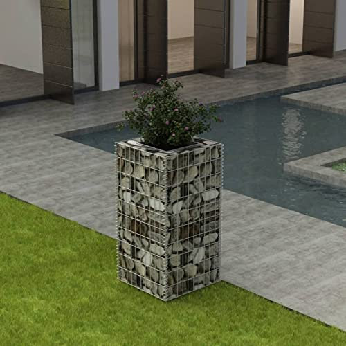 Xichuzi Gabionen-Hochbeet Stahl 50×50×100 cm, Pflanzkübel, Kräuterbeet, Hochbeete-kit, Pflanztrog, Vertikalbeet, Pflanzgefäße - 142557