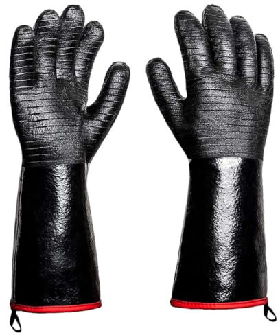 BBQ -Handschuhe, Lange Hitze und feuerfeste Handschuhe, Öl und wasserfest, zum Grillen (mittel 17,7), Wärmefrüchten, Handschuhe