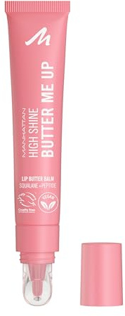Manhattan High Shine Butter Me Up Lip Butter Balm, getönter, ultra-feuchtigkeitsspendender Lippenbalsam mit glossy Finish, vegane Formel, Vanilleduft, 15 ml, Fb. 002 Bubble Gum