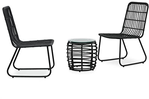 UJCHVHN Artikel-3 Stück Bistro-Set Poly Rattan Schwarz, Outdoor Outdoor Möbelsets