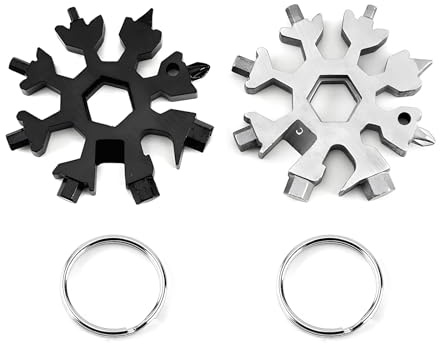 KTHZI 2 multiherramienta de copo de nieve 18 en 1 para hombres, San Valentín, cumpleaños, día del padre, regalos para él, papá, gadgets para hombres e ideas de regalo únicas (negro y plateado)