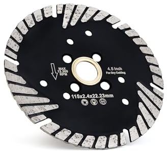 Solidure 115mm x 22,23 mm Turbo Diamant-Trennscheibe Beton,Turbo Diamant Sägeblatt für zum Schneiden Schleifen Granit Marmor Beton Fliesen
