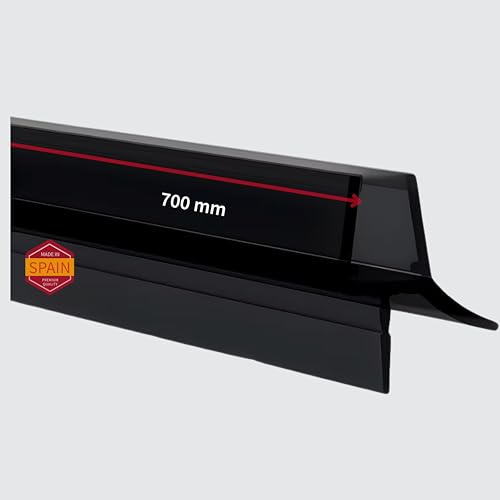 Gedotec Duschdichtung SCHWARZ | Premium Glasbodendichtung mit seitlicher Duschlippe | 700 mm | Glasdicke 6-8 mm | Türbodendichtung PVC wasserabweisend | Duschdichtungen für Duschtüren
