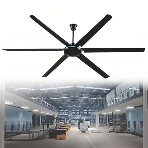 GZDXBF Ventilador De Techo Sin Luz De 200 Cm Ventilatore Industriale con Mando A Distancia, 6 Aspas, para Dormitorio, Salón, Casa De Campo Y Porche(Black)