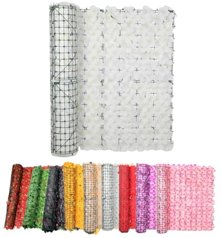 Generico Siepe Finta Artificiale Ornamentale Rotolo Frangivistas 50cm 100cm 200cm 300cm Siepe Finta per Balcone E Recinzione Esterna, Include 100 Fascetti Verdi(Bianca,50x300cm/1.6x6.6ft)