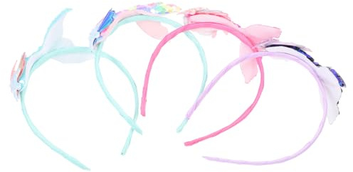 TOGEVAL 4 Stück Teiliges Meerjungfrau Stirnband Haarschmuck mit Pailletten Bunte Haarreifen für Karneval Halloween und Kostümfest Langlebig und Bequem für Mädchen