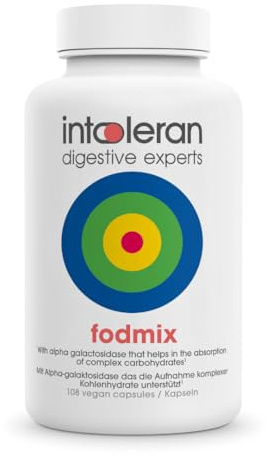 Intoleran Fodmix Digestive Enzymes - 108 Capsules | Highly Dosed Supplement for FODMAP Intolerance | Helps Digest Lactose and Complex Carbohydrates* | Pure & Vegan | Low FODMAP