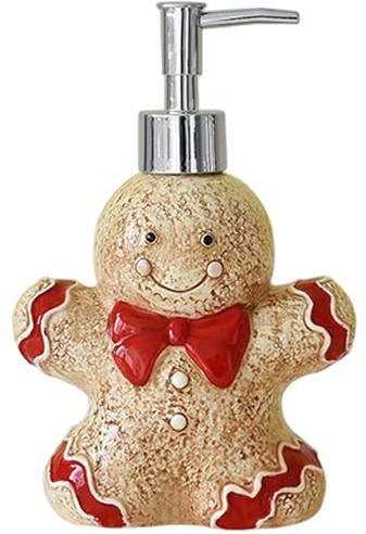 350 ml Keramik Lebkuchen -Mann -Seifenspender, nachfüllbare Handseife -Lotion -Flasche mit Pumpe, Weihnachtsküche Badezimmerdekoration