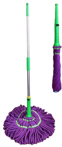Fregona Giratoria Robusta - Fregona Telescópica con Escurridor - Mango Telescópico con Exprimidor Fácil para Cocina Escuela Garaje Restaurante Baño Suelos de Madera