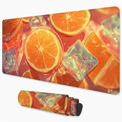 Alfombrilla Ratón Naranja Mouse Pad 1200x600 mm, Grande Alfombrilla Gaming Fruta con Superficie Especial Que Mejora la Velocidad y la precisión, Mousepad Impermeable para Gamers, PC y Portátil 3Y-410